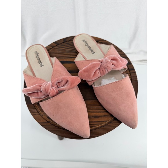 Jeffrey Campbell Shoes - Jeffrey Campbell Charlin-2 Pink Velvet Bow Pointed Toe Mules Flats 8M Coquette